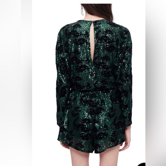 Maje Green and Black Sequin Romper - Picture 3 of 7